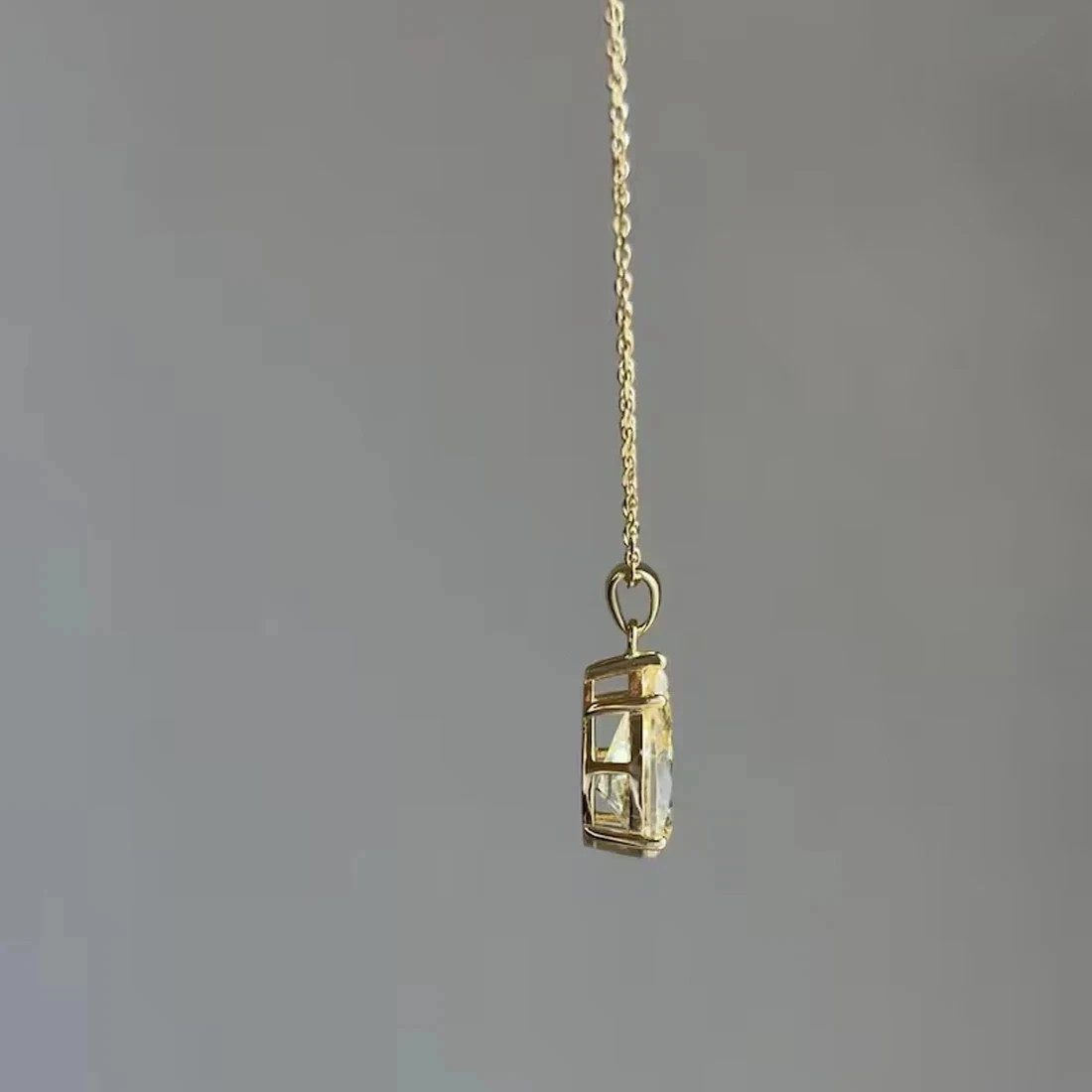 5 Ct Certified Lab created Yellow Diamond Solitaire Pendant Pear Cut 925 Sliver