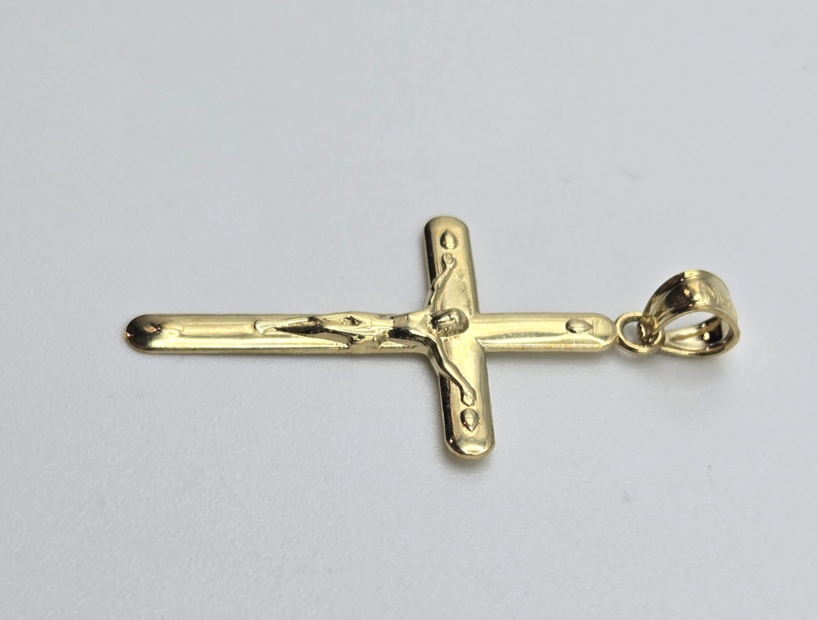 NEW Solid 10K Yellow Gold 1.25in Cross Pendant, 3.5mm Bail, ITALY