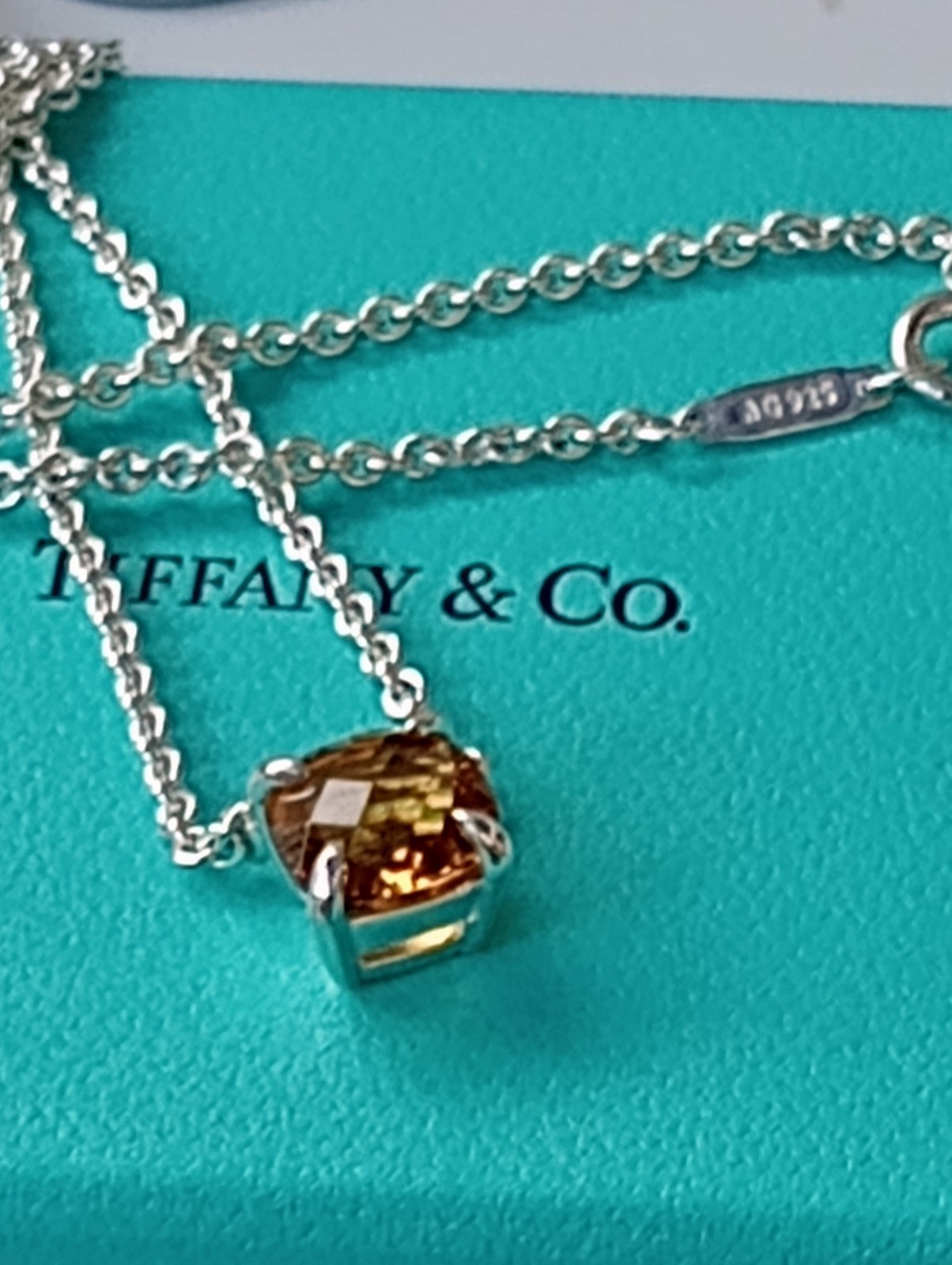 Tiffany & Co. Citrine Silver Pendant Sparkler Necklace 8 mm