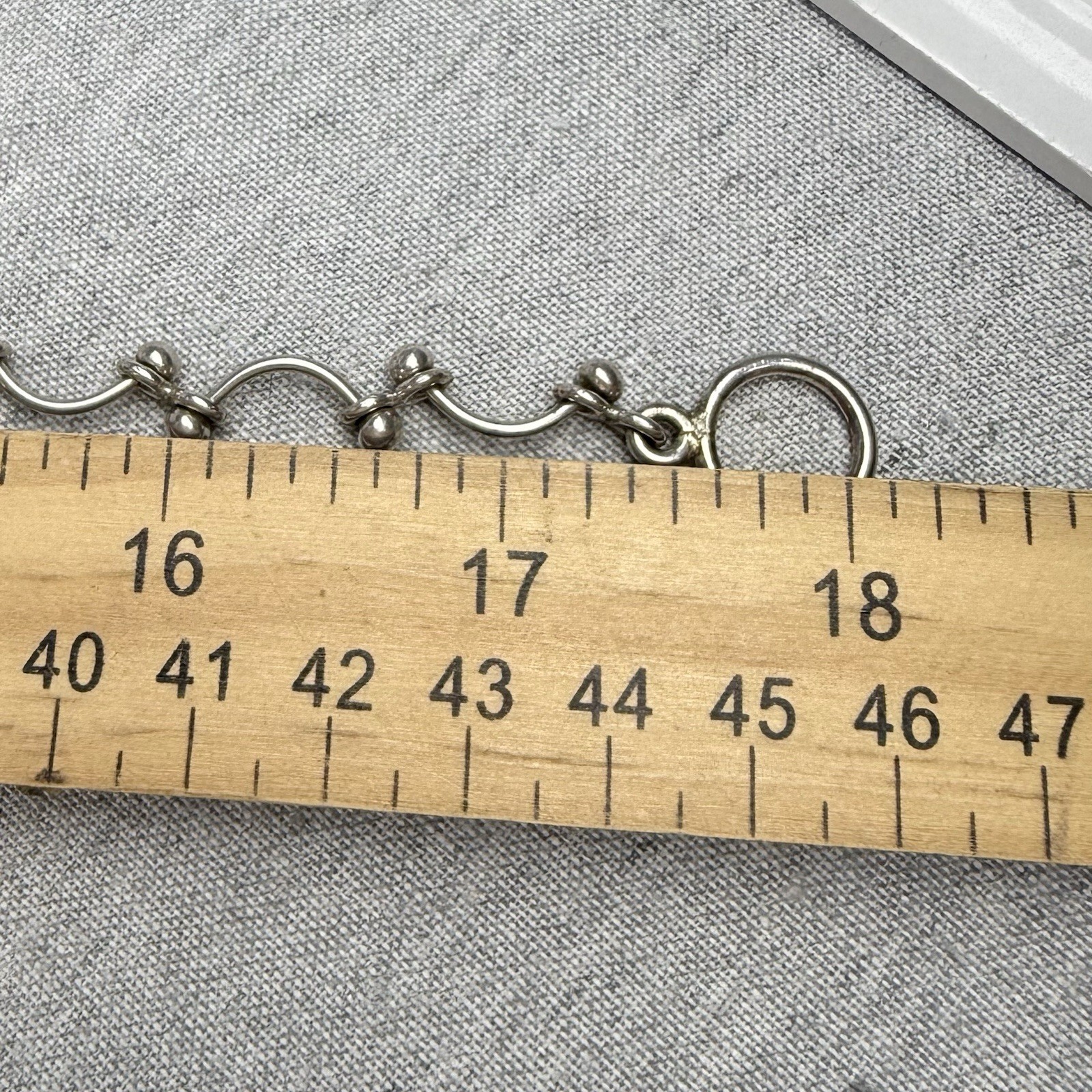 Sterling Silver 925 Curved Bar & Ball Link Necklace Modernist Toggle Clasp 33+g