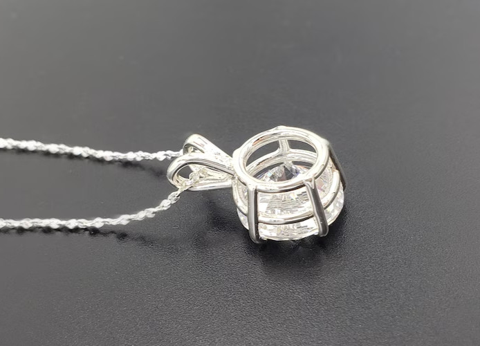 RARE 8.30 Ct Certified White Treated Diamond Solitaire Pendant in 925 Silver
