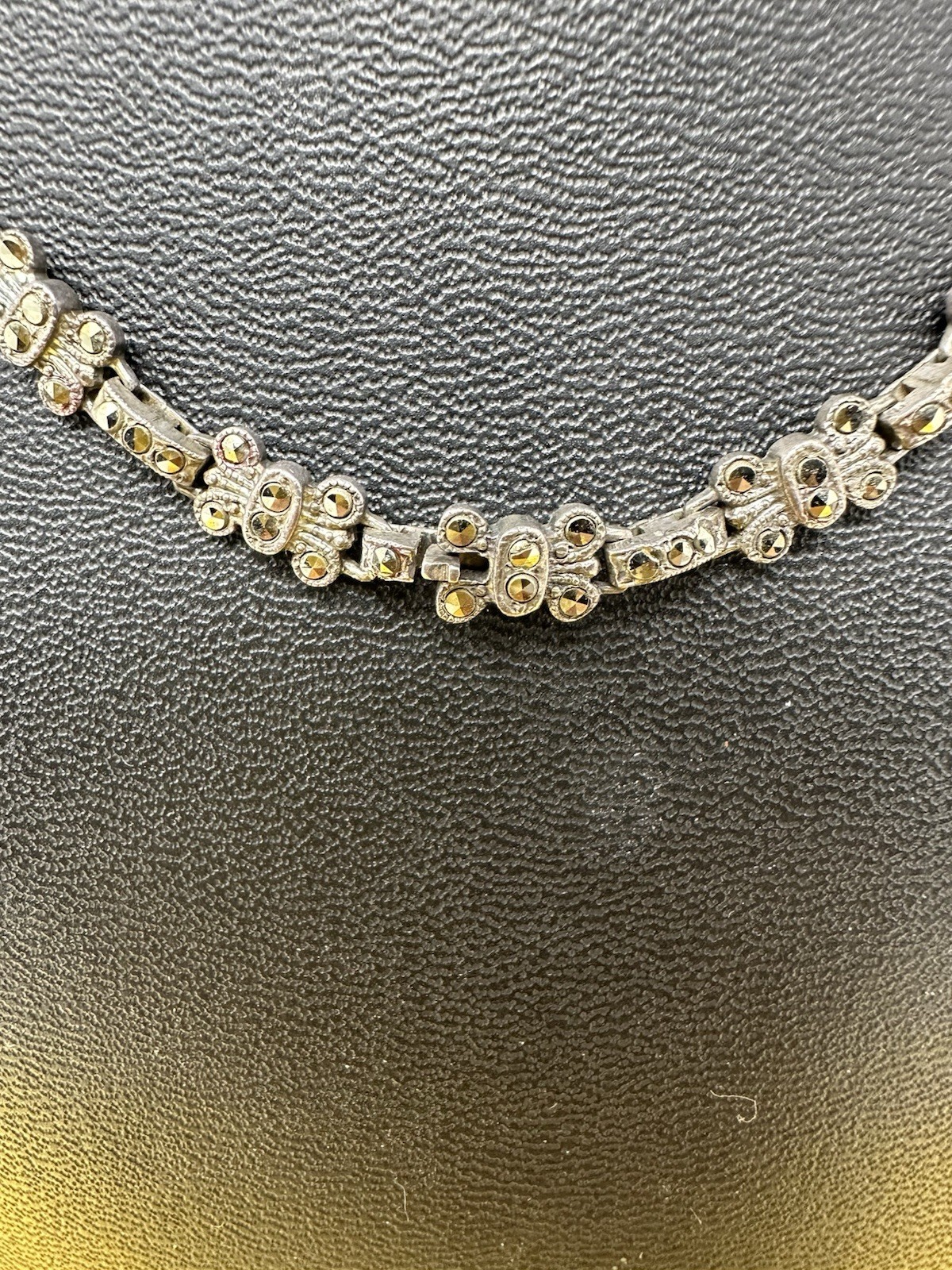 Sterling Silver Marcasite 2 Rose Pendant Choker Necklace Elegant Chic 33g 16 In
