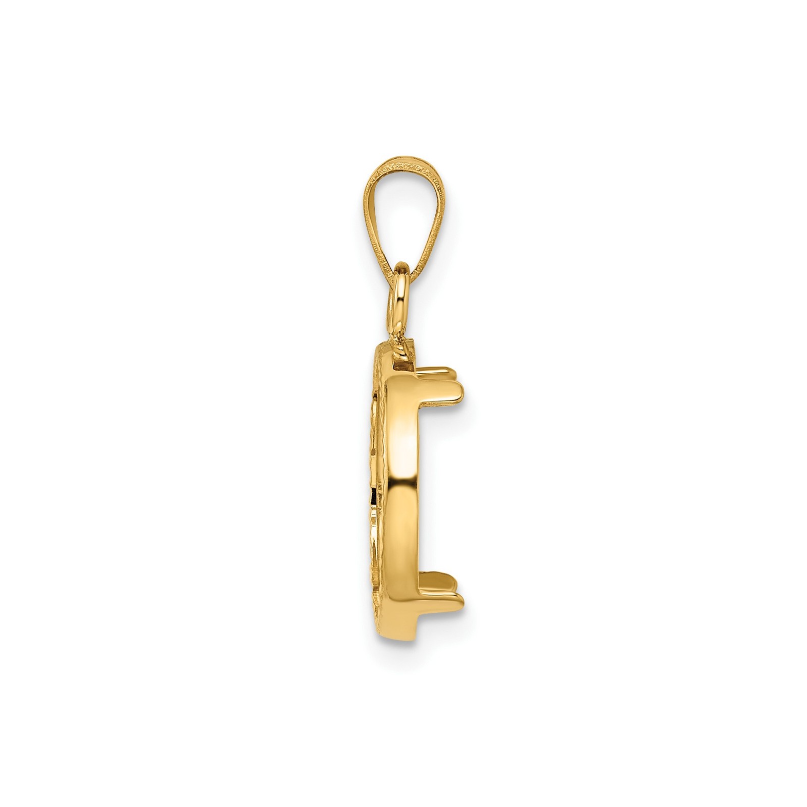 Peso Bezel 2 Peso 14k Yellow Gold Polished Diamond-Cut Prong Set Pendant