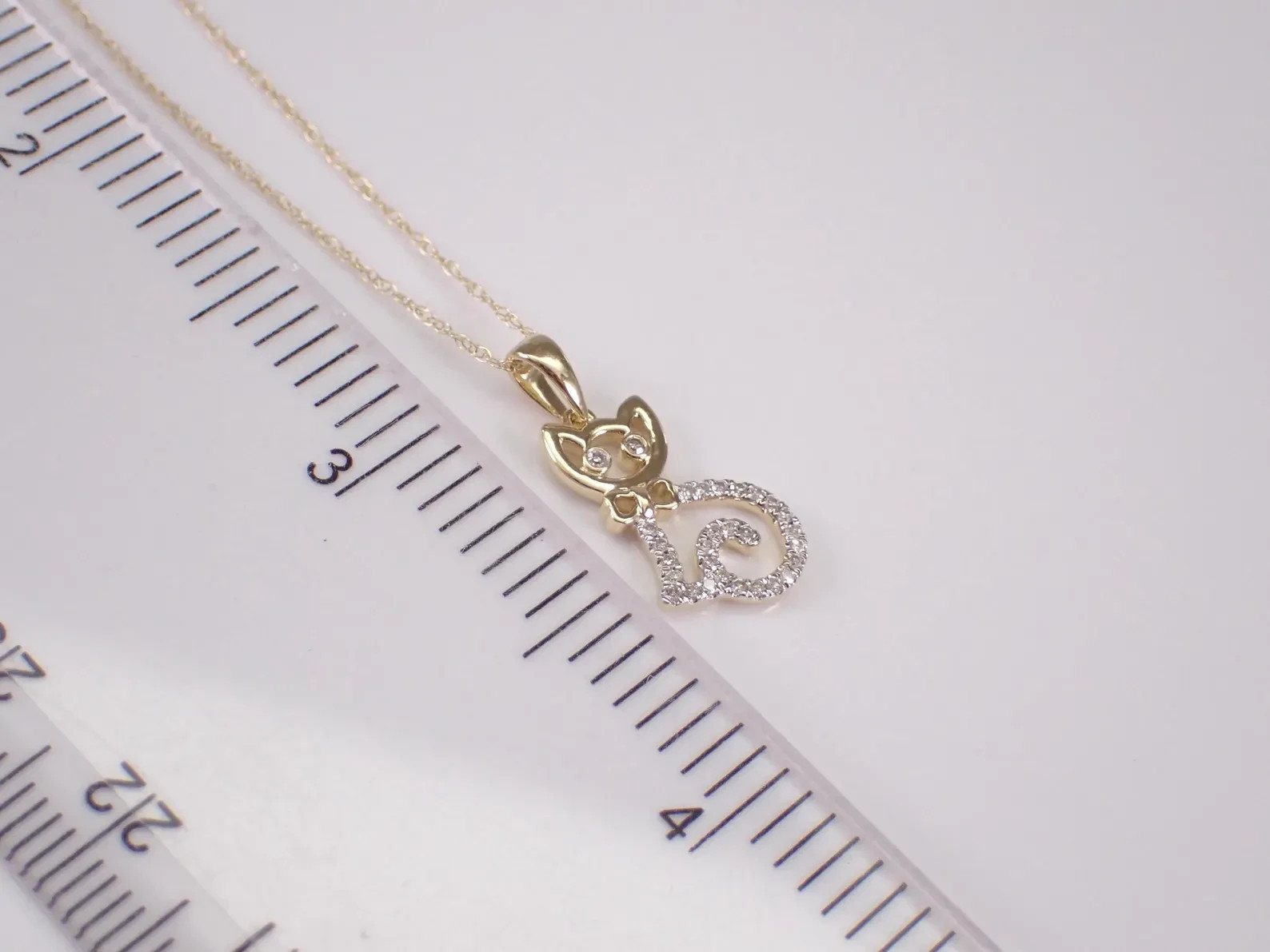 1 Ct Moissanite Curled Tail Cat Pendant Womens Necklace 14K Yellow Gold Plated