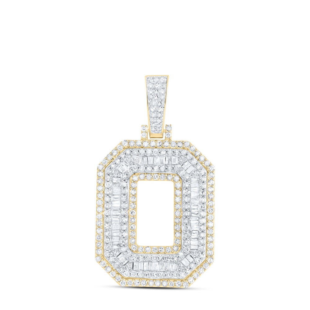 10K Yellow Gold Real Baguette Diamond Iced Out Letter O Initial Pendant 1.25 CT