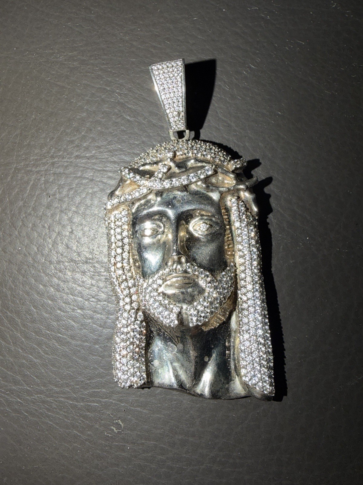 MOISSANITE Iced Out Hip Hop Jesus Face Pendant-925 Silver, 3.25” LONG
