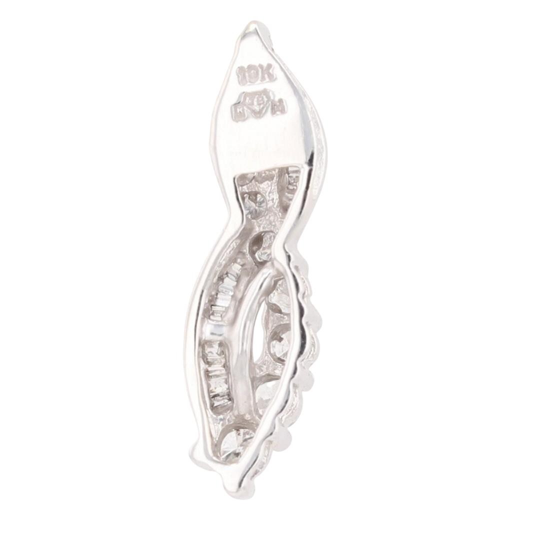 .63ctw Round and Baguette Cut Diamond Twist Pendant without Chain 10k White Gold