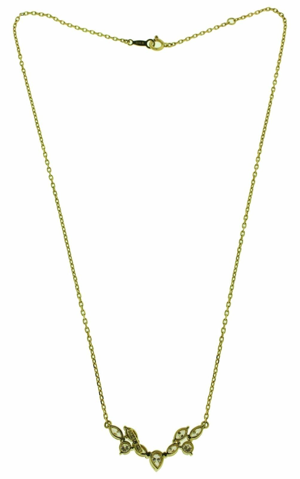 Mikimoto 1.22 carat marquise and round diamond necklace 18k yellow gold
