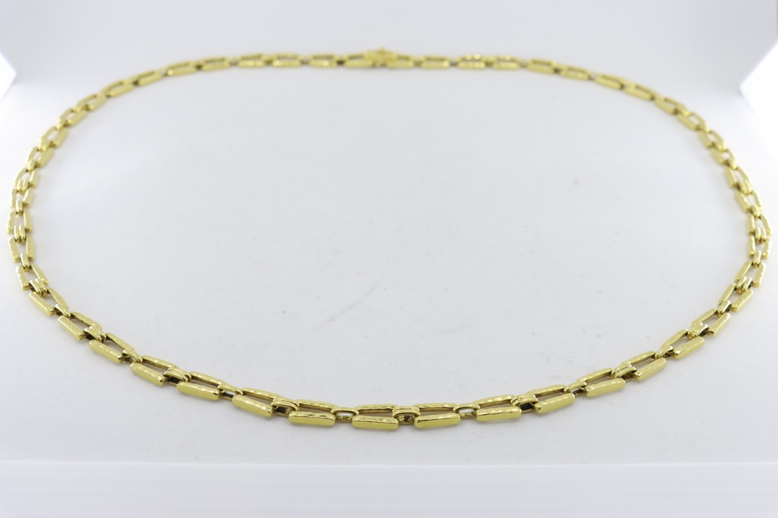Henry Dunay Hammered Link Chain Necklace 30″ Long, 18K Yellow Gold