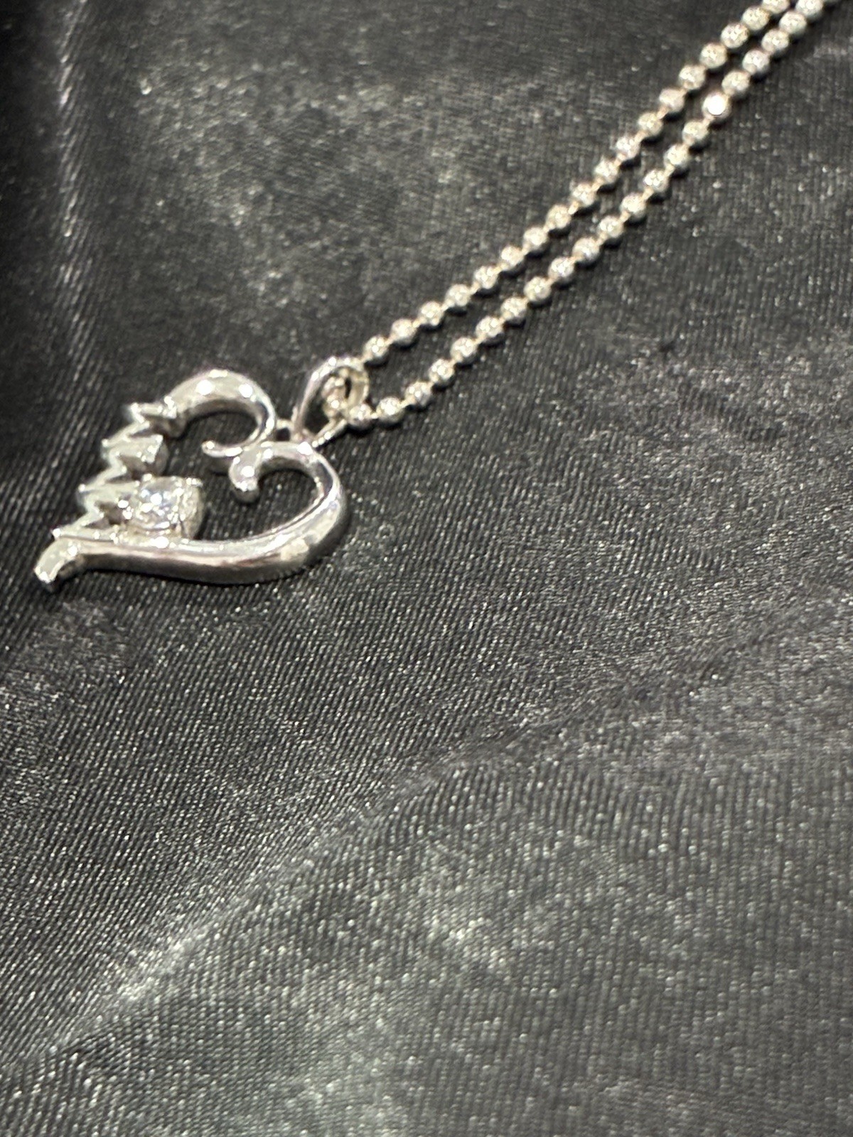 Sterling Silver 925 Heart Love Charm Pendant Ball Chain Lobster Clasp Signed