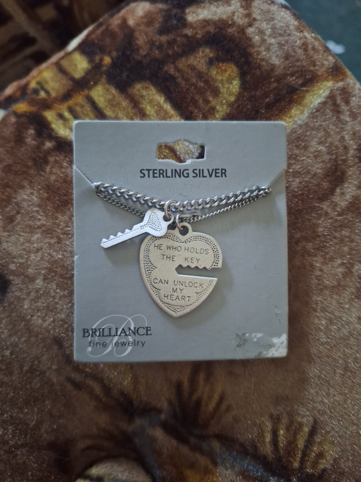 Sterling Silver “He Who Holds The Key” Heart & Key Charm Necklace Brilliance Jew