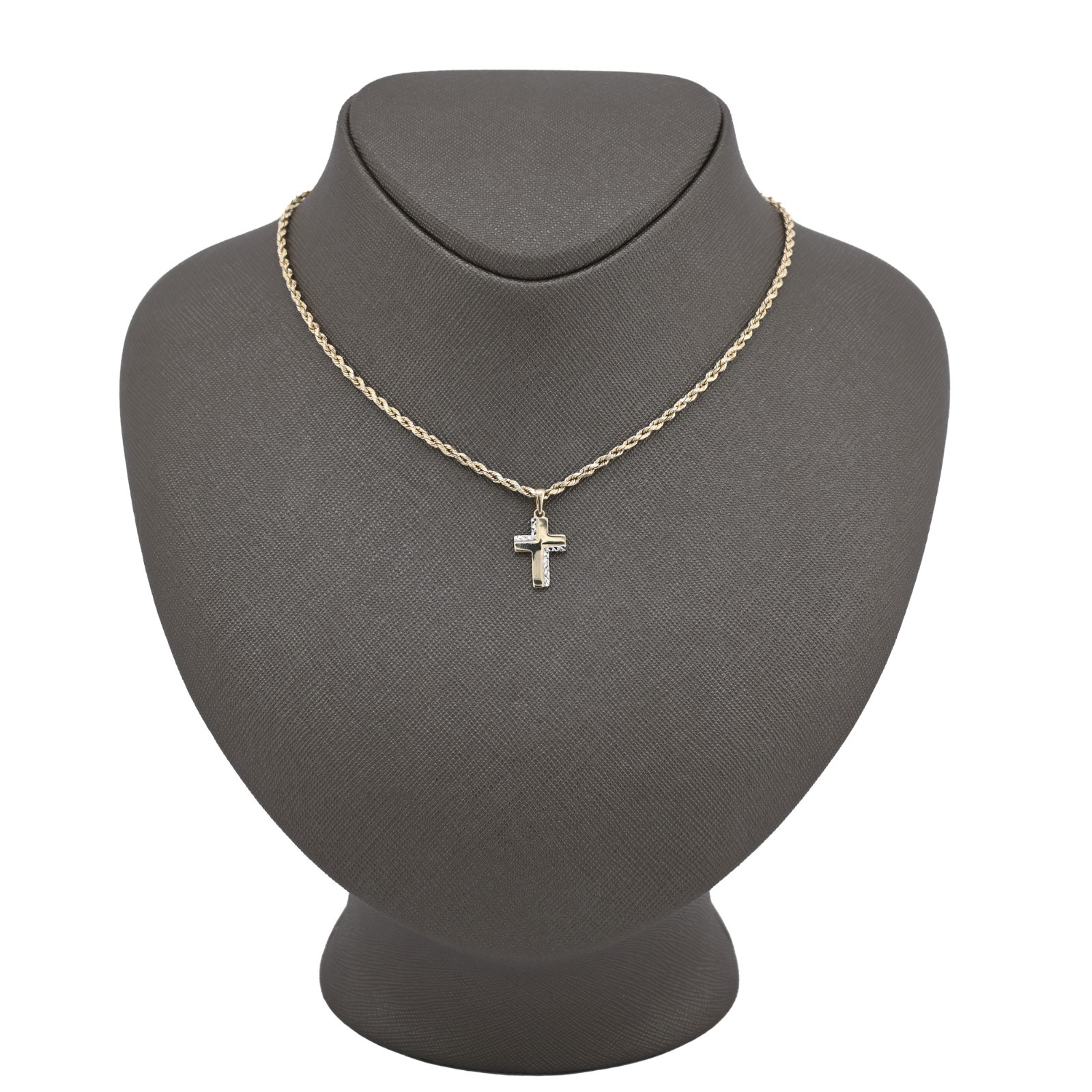10k Yellow & White Gold Cross Pendant Religious 0.7gms Charm For Unisex Adults