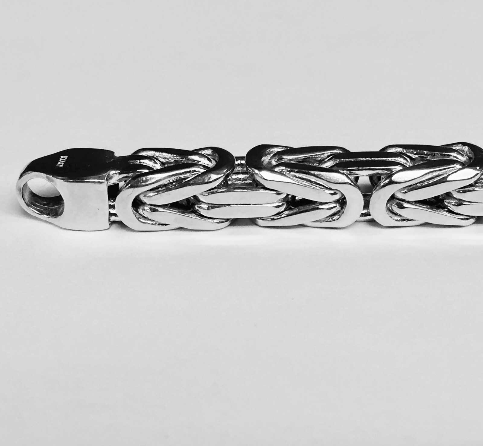 14k White Gold 24″ Mens Solid Byzantine Square Super 6.7mm 200 Gr Chain/necklace