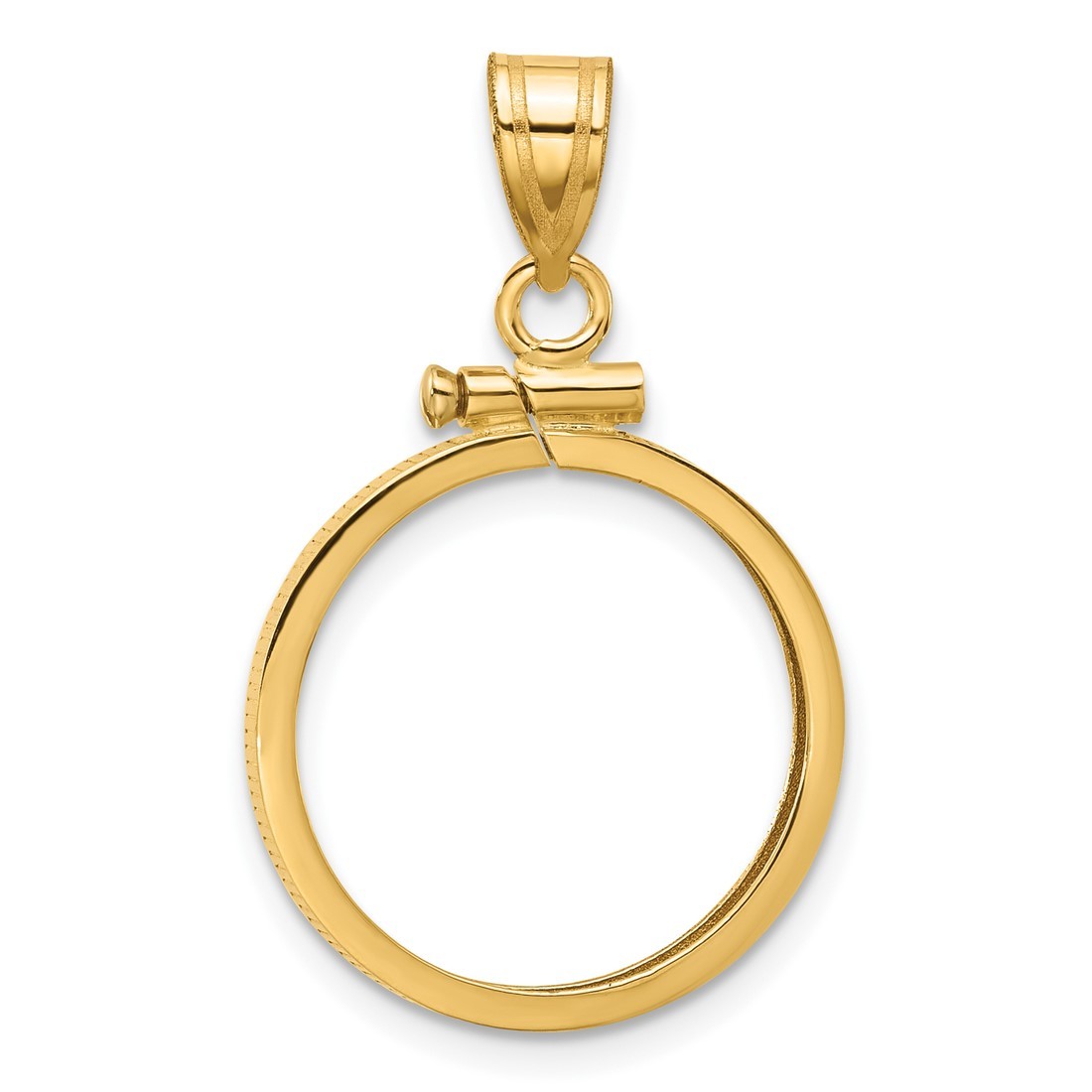 14k Yellow Gold 17.8mm Polished Screw Top Coin Bezel Pendant
