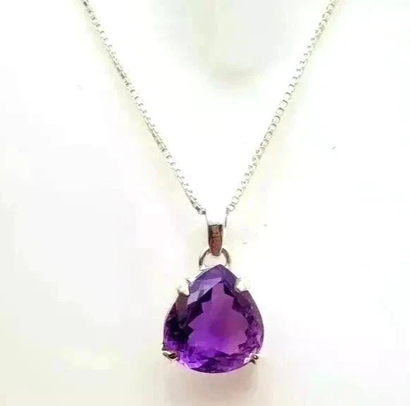 25 Ct Natural Purple Sapphire Pear Cut 925 Solid Silver Pendant Gemstone