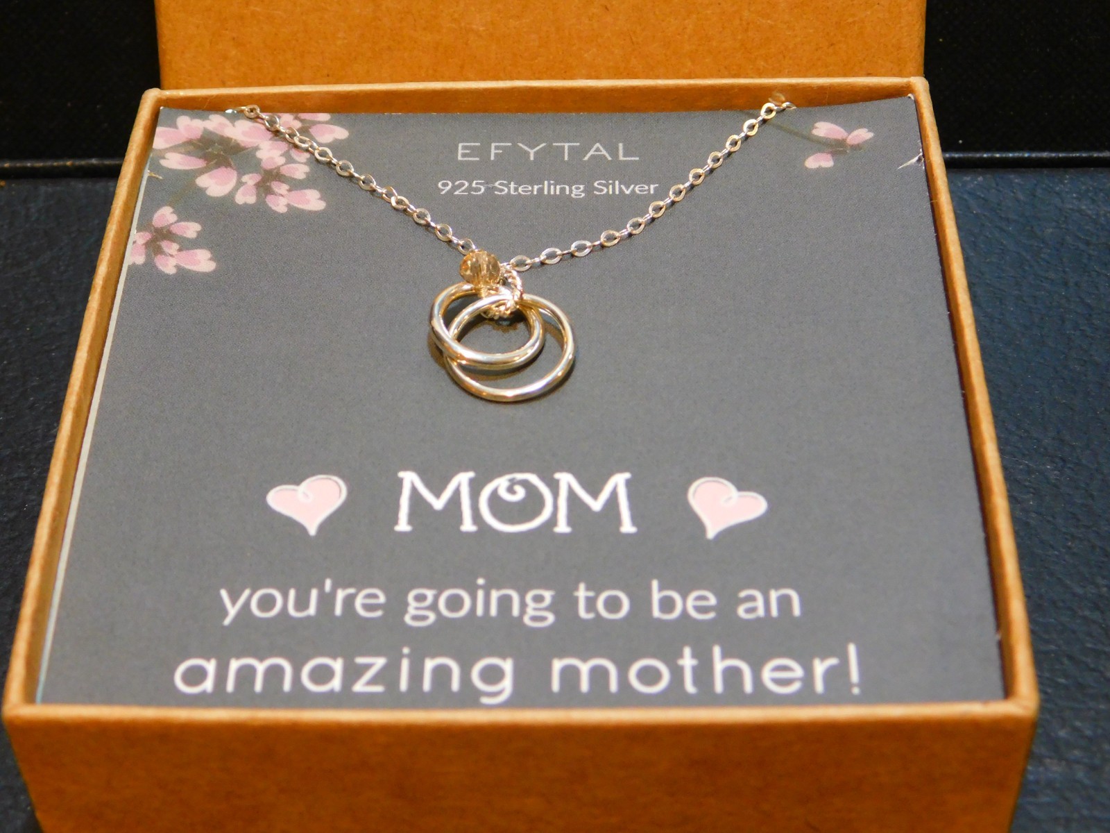 Efytal 17″ 925 Sterling Silver “MOM” Necklace in Original Box