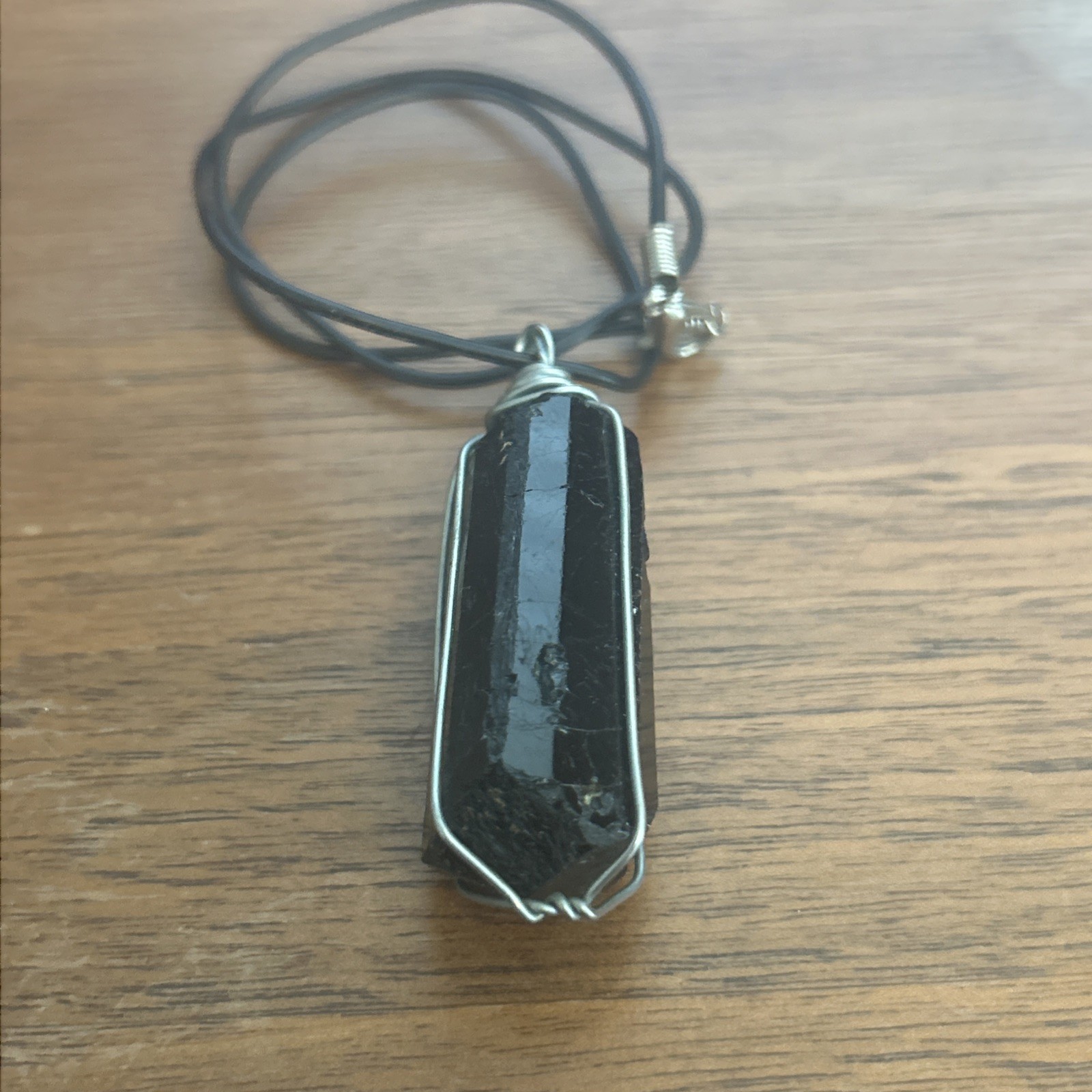 Vintage Wire Wrapped Dark Crystal Pendant Unknown Stone