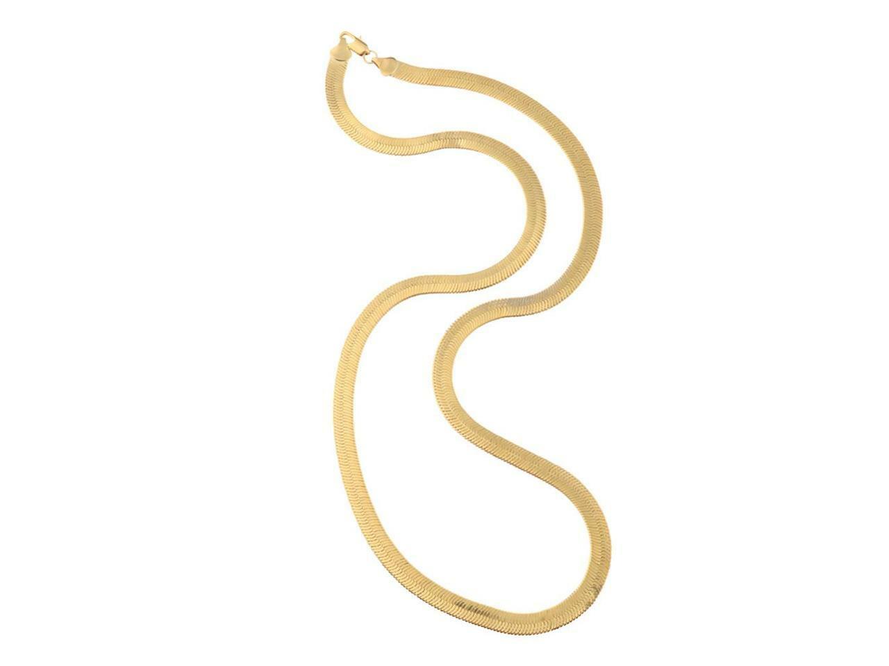 18K Yellow Gold Filled 16inch 5mm wide Italian Herringbone Choker Chain Necklace