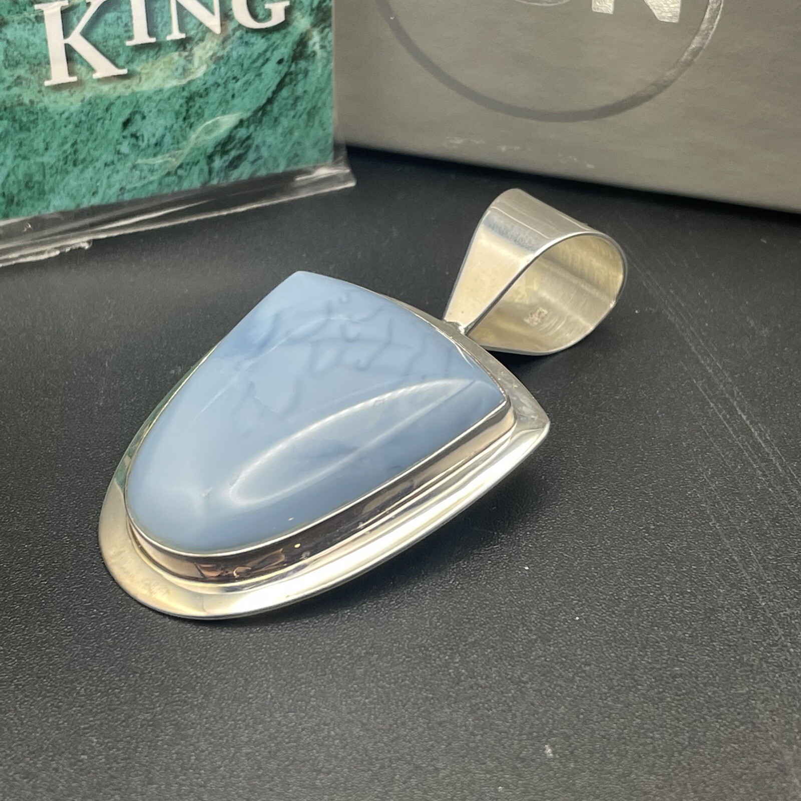 DRT JAY KING LACEY AGATE 925 STERLING SILVER CHARM PENDANT Shield Shape NIB