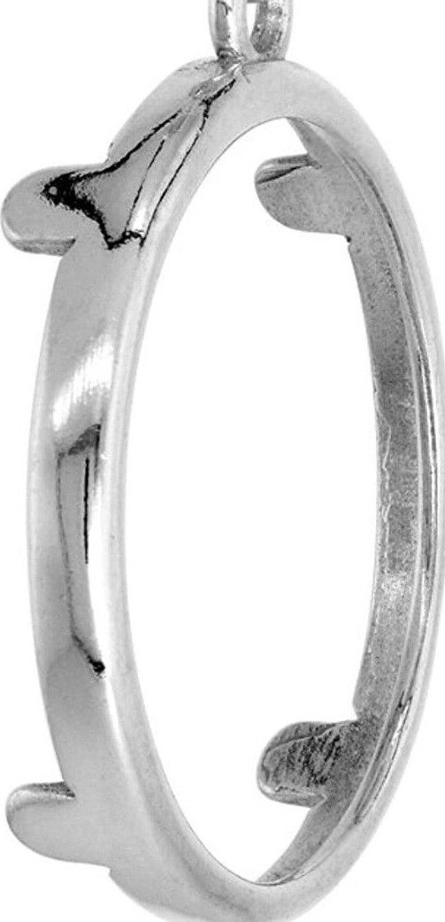 Sterling Silver Bezel 24 mm Quater Dollar Coin Prong Back Round Edge 25 Cent