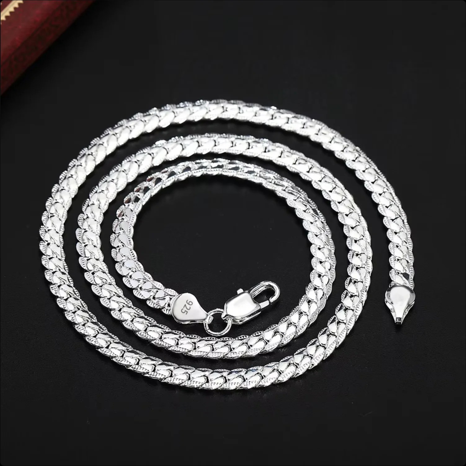 Solid 925 Sterling Silver Chain Necklace – Unisex Link Chain Jewelry Gift
