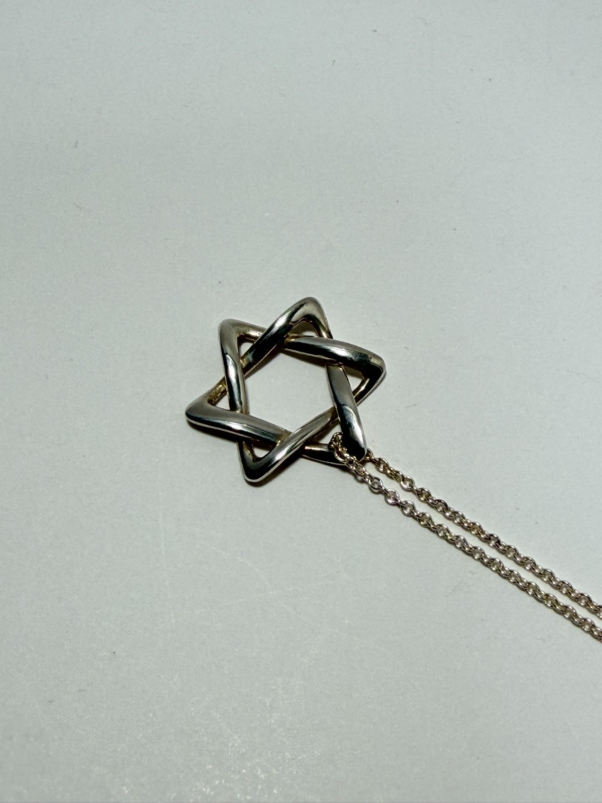 TIFFANY & Co. Star of David Sterling Silver Necklace Pendant very good F/S