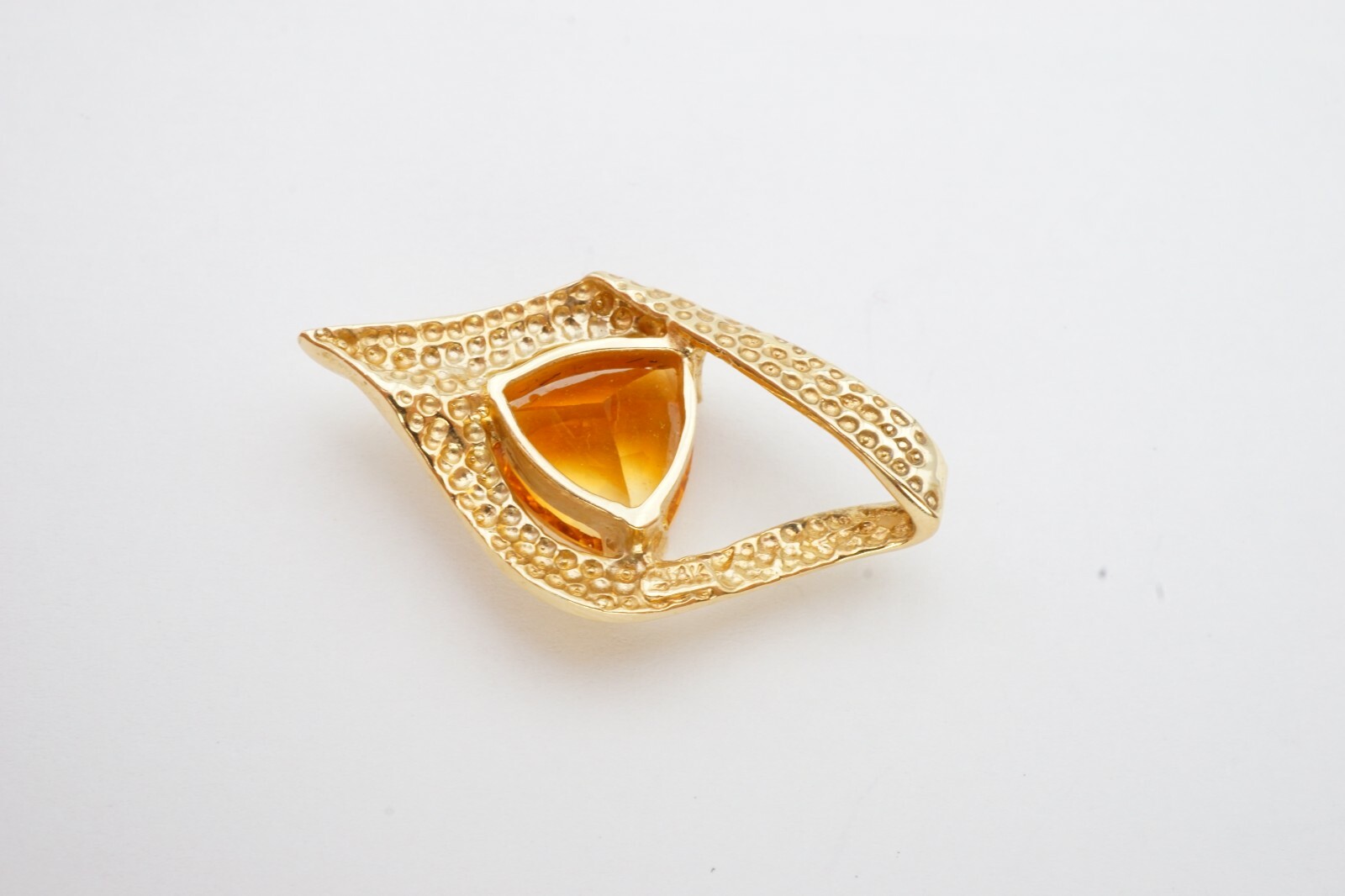 14k Yellow Gold 3 Carat Trillion Cut Citrine Omega Enhancer Pendant