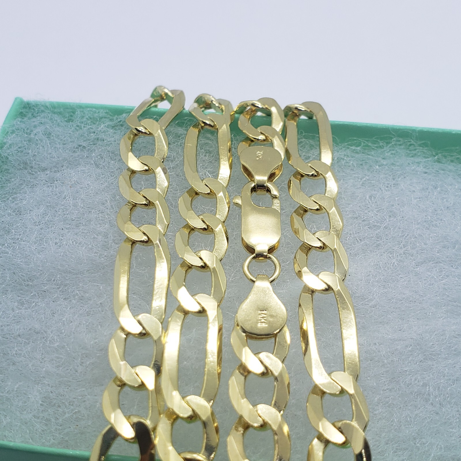 Authentic 14K Solid Gold Figaro Link Chain Men Women 7mm~8.5mm Necklace 7″~30″