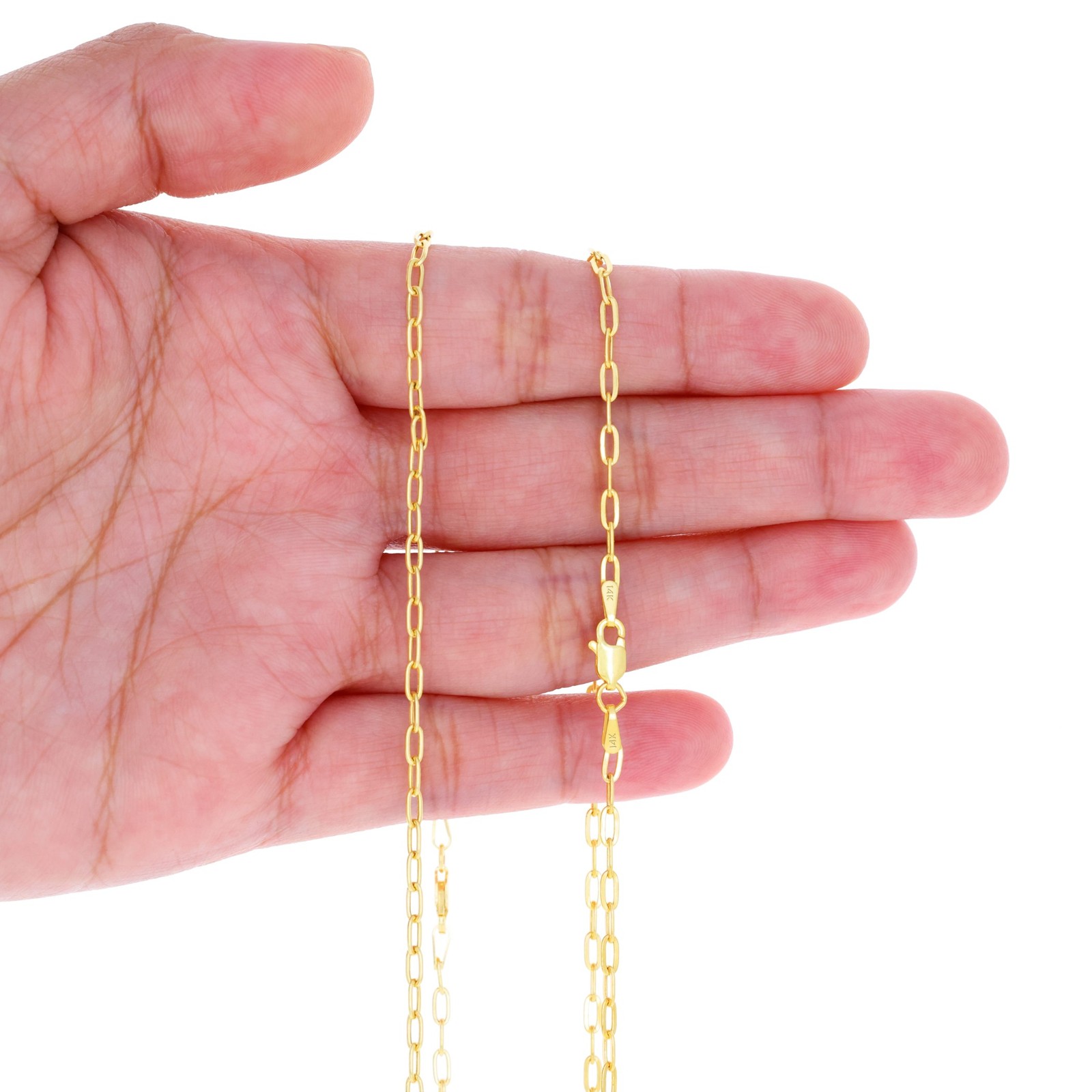 14k Yellow Gold 2mm Paperclip Chain Dainty Link Necklace Womens Mens 16″- 24″