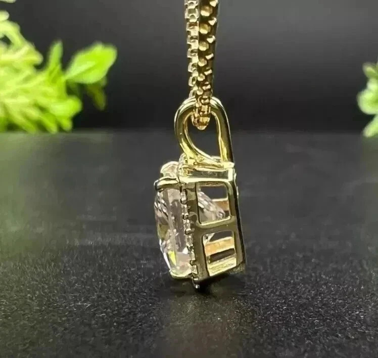 5.50 Ct Certified Lab Grown White Diamond Solitaire Princess Cut Pendant
