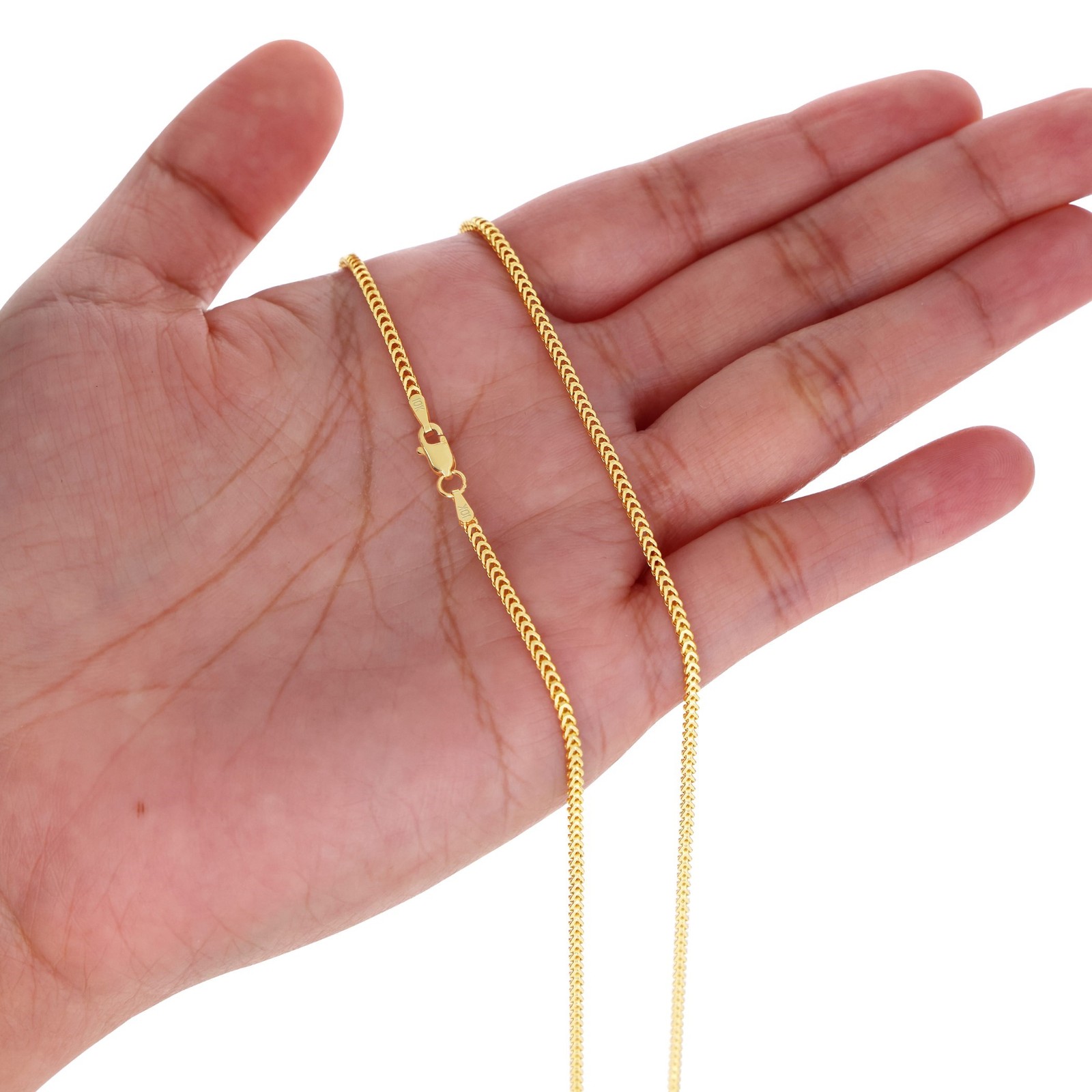 10K Yellow Gold 2mm Franco Box Wheat Foxtail Chain Necklace Mens Womens 16″- 30″