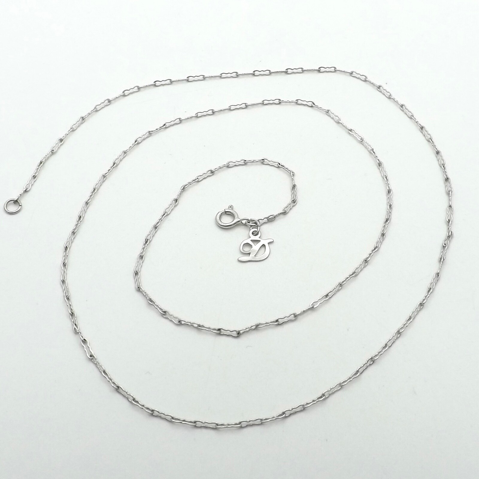 Sterling Silver Key Hole Oval Link Pendant Chain Necklace 24in Rhodium New
