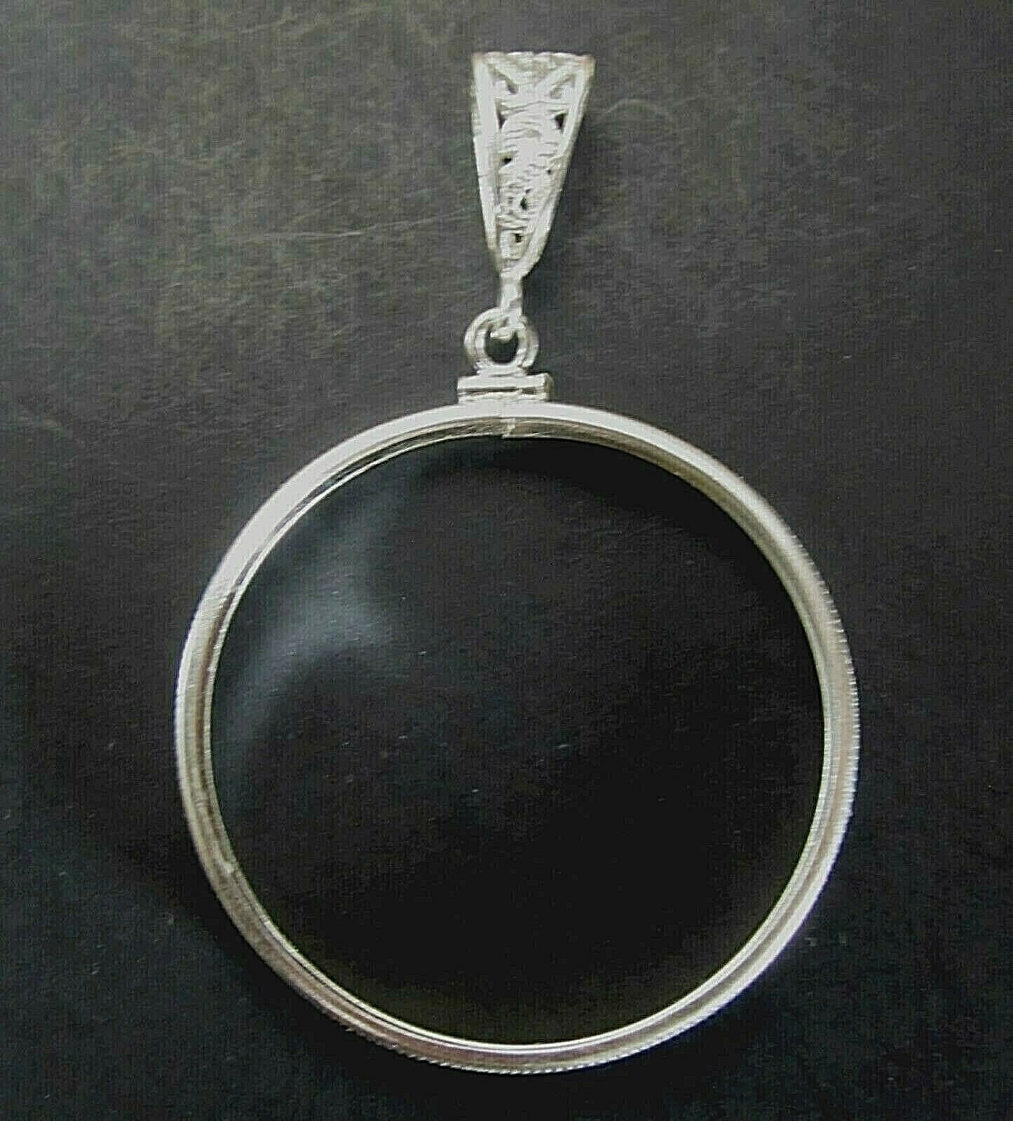 Coin Bezel 40.6mm American Silver Eagle Coin Edge Sterling Silver Medium Bail