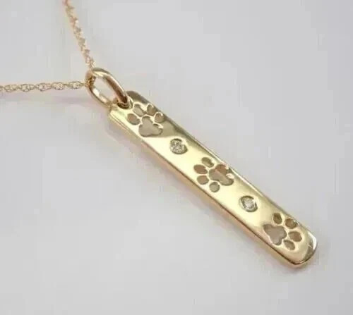 0.20CT Round Cut Lab-Created Diamond 14K Yellow Gold Plated Paw Print Pendant