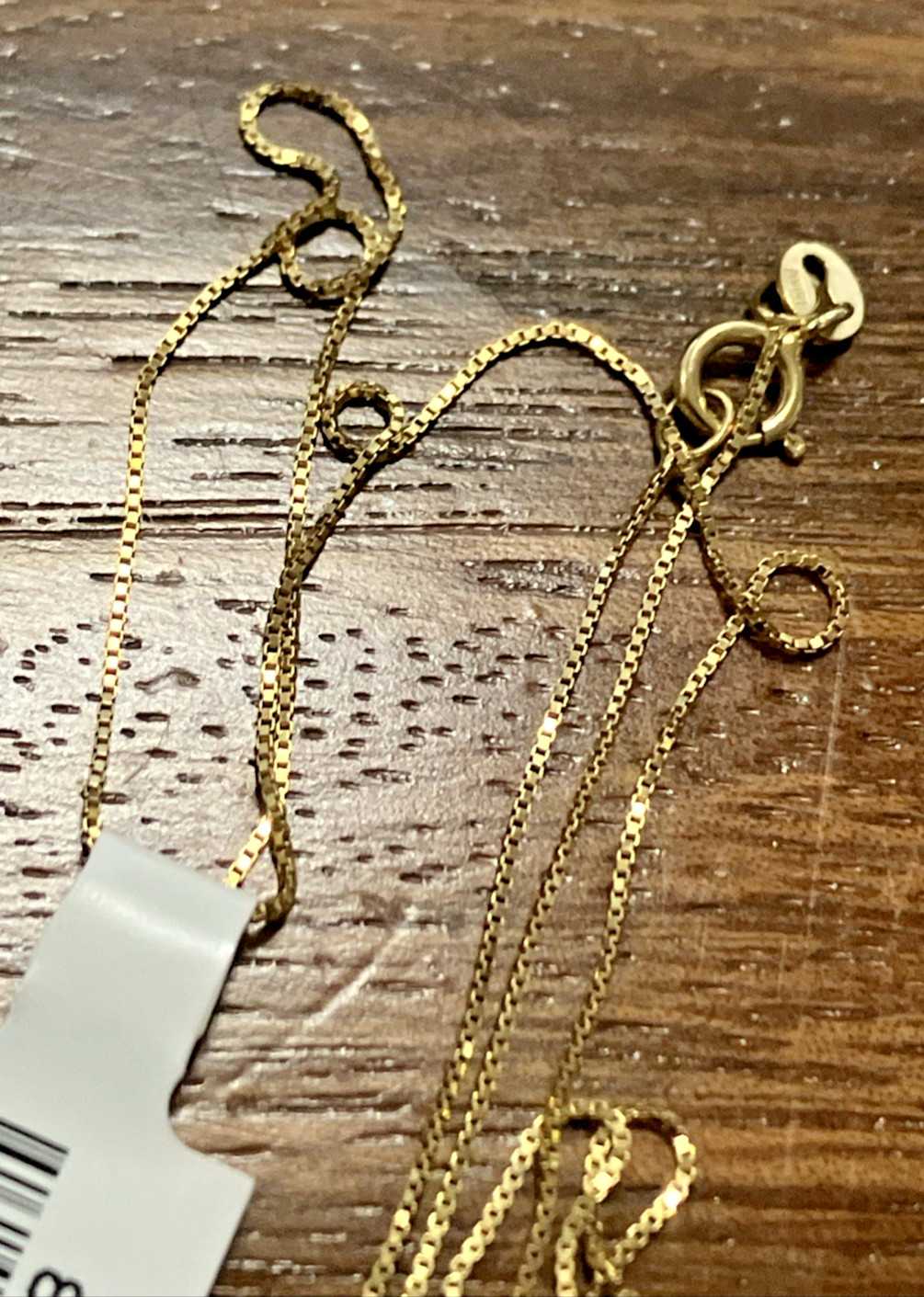 10kt Real Solid Gold Thin Box Chain Necklace 1gram 20” GND Brand New with Tag
