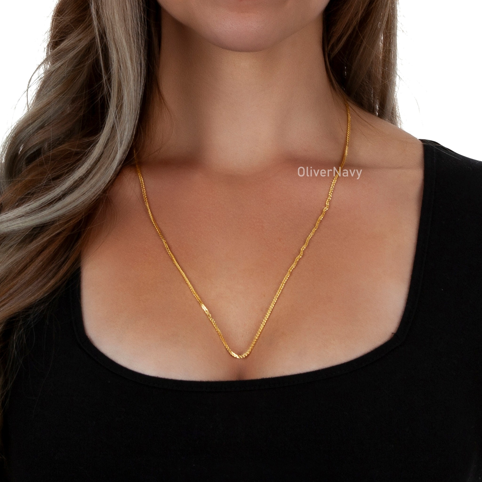 14k Gold Plated 925 Sterling Silver Adjustable 1mm Franco Chain Adjustable 24”