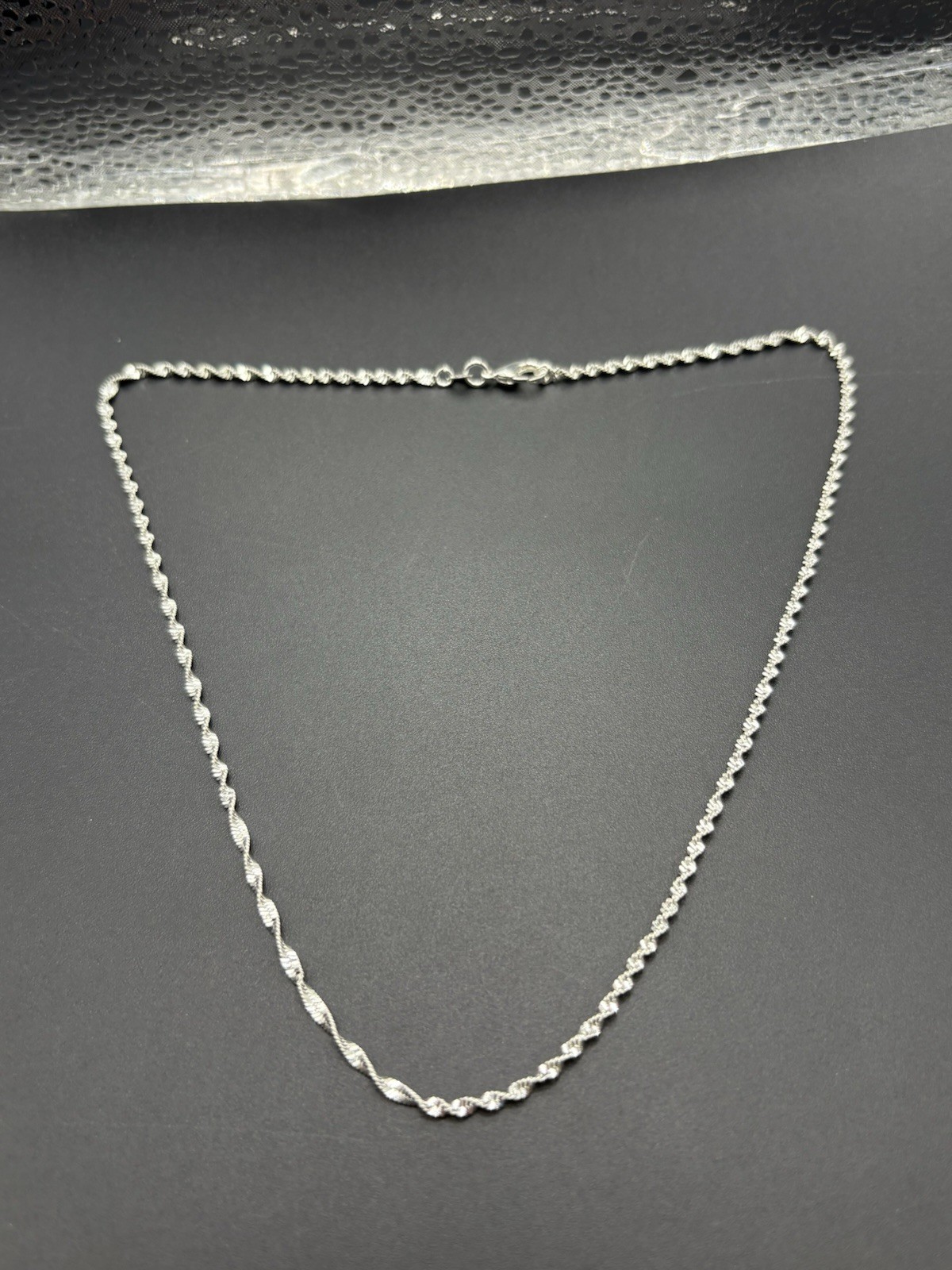 18″ Sterling Silver Sparkle Singapore Chain Necklace 925 B16