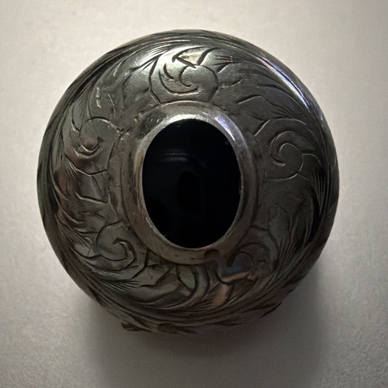 Vintage Albo Silver Locket/pendant With Black Oynx Stone And Engraved Detailing