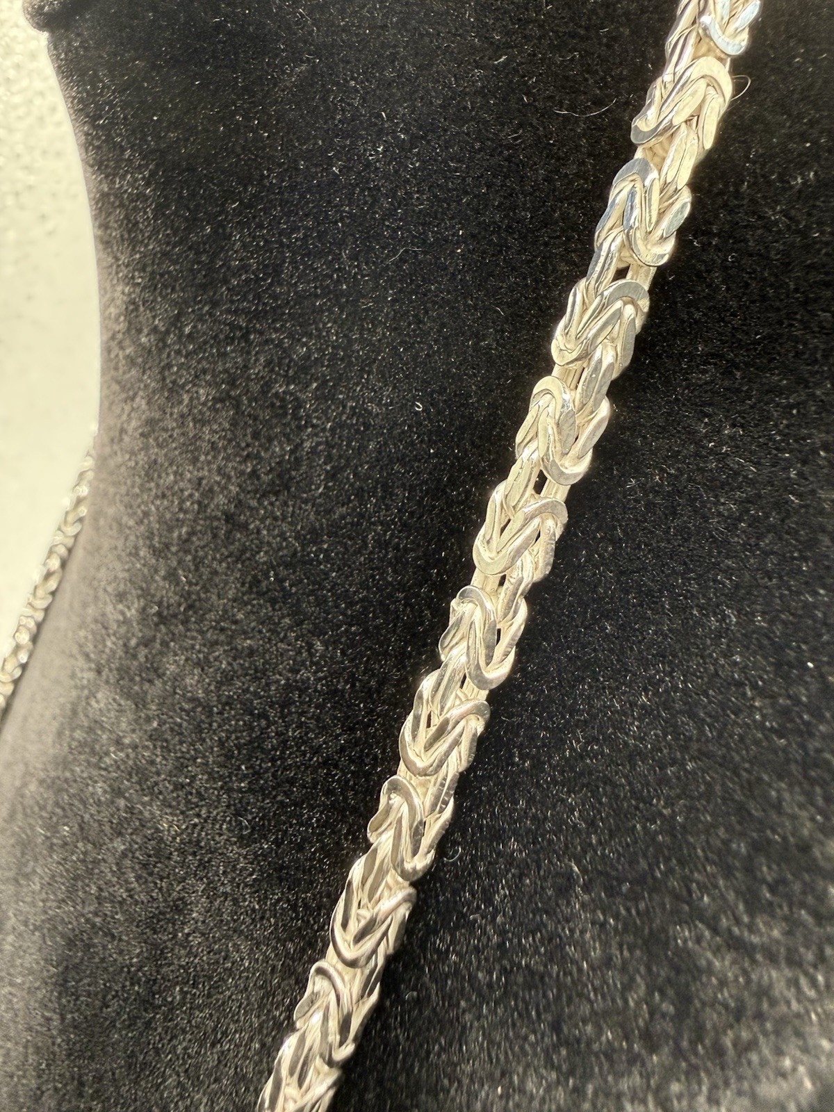 4mm Solid Sterling Silver 925 Byzantine Chain 22” Handmade High Polish