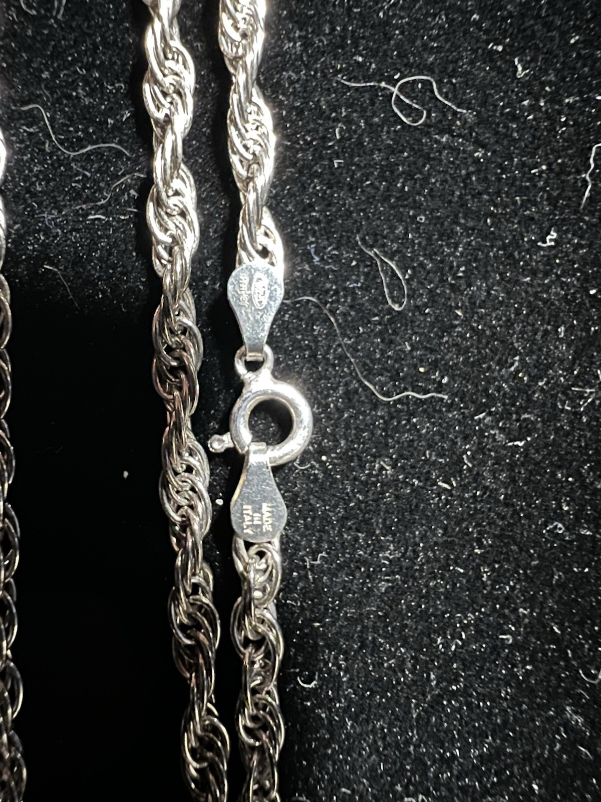 24” 925 3mm Sterling Loose Rope Chain. Italy. Very Good Condition.