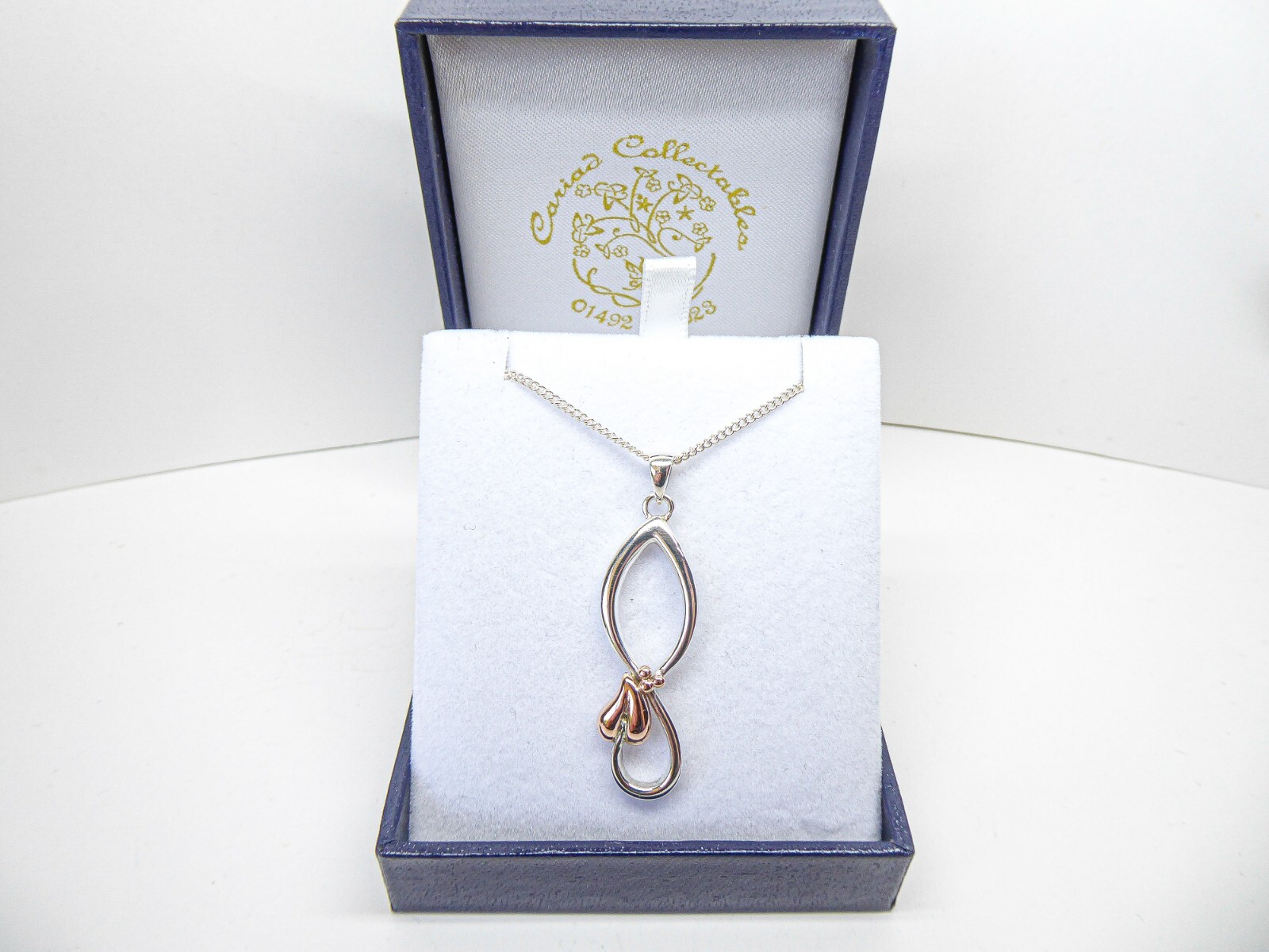 Clogau Gold Silver & 9ct Rose Gold Tree of Life Ivy Leaf Pendant & 20″ Chain