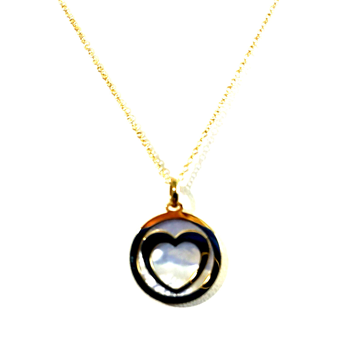 ITALIAN GOLD 14K YELLOW GOLD & MOTHER-OF-PEARL HEART PENDANT + CHAIN (M4971G-62)