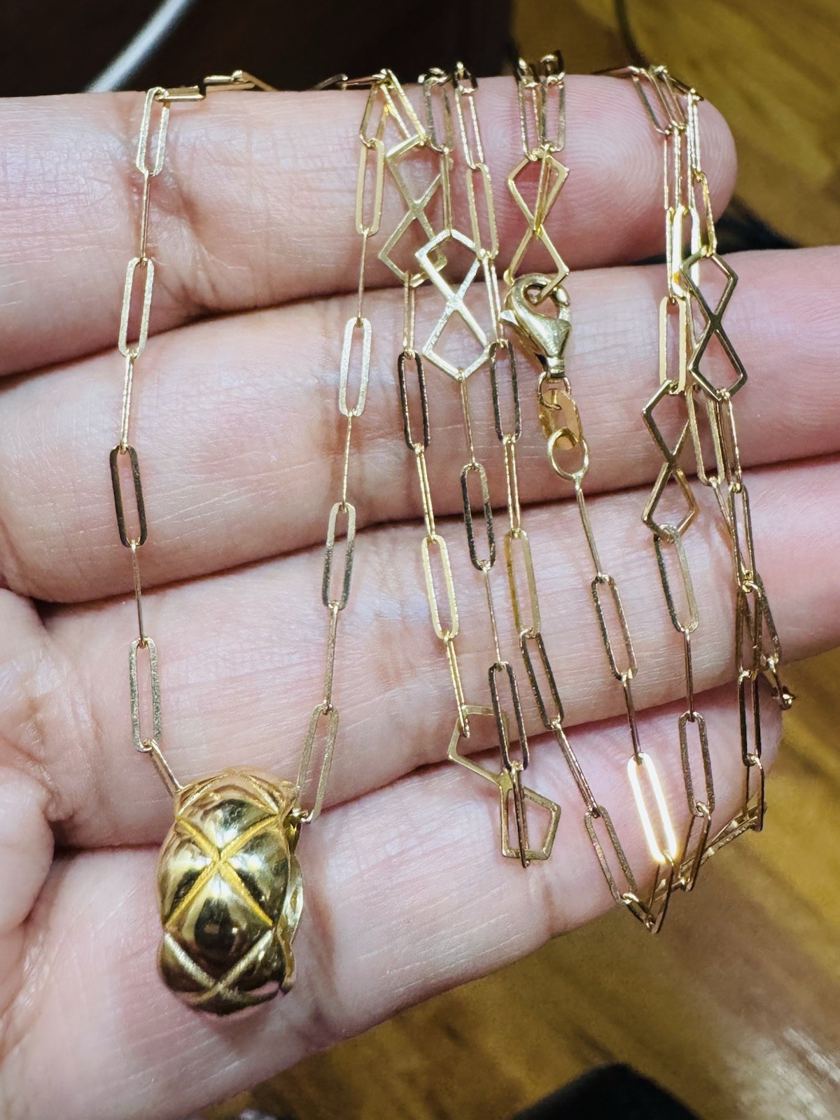 18K Fine Gold Quilted Set Necklace 31” Long adjustable 3/5mm WOMENS 6.6G