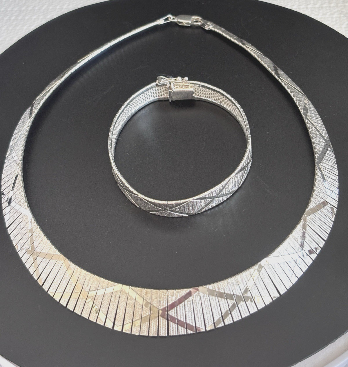 Milor Italian Sterling Silver 925 Graduated Fringe Collar Necklace And Bracelet