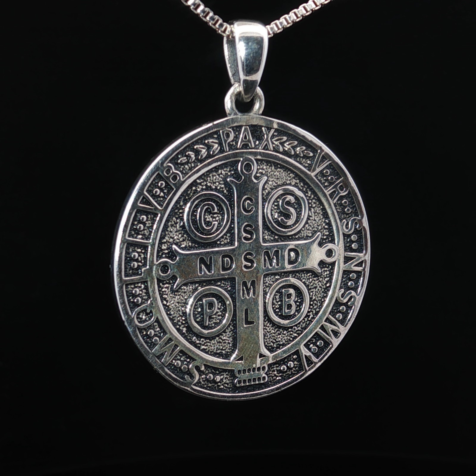 925 Sterling Silver Saint Benedict Two-Sided Necklace