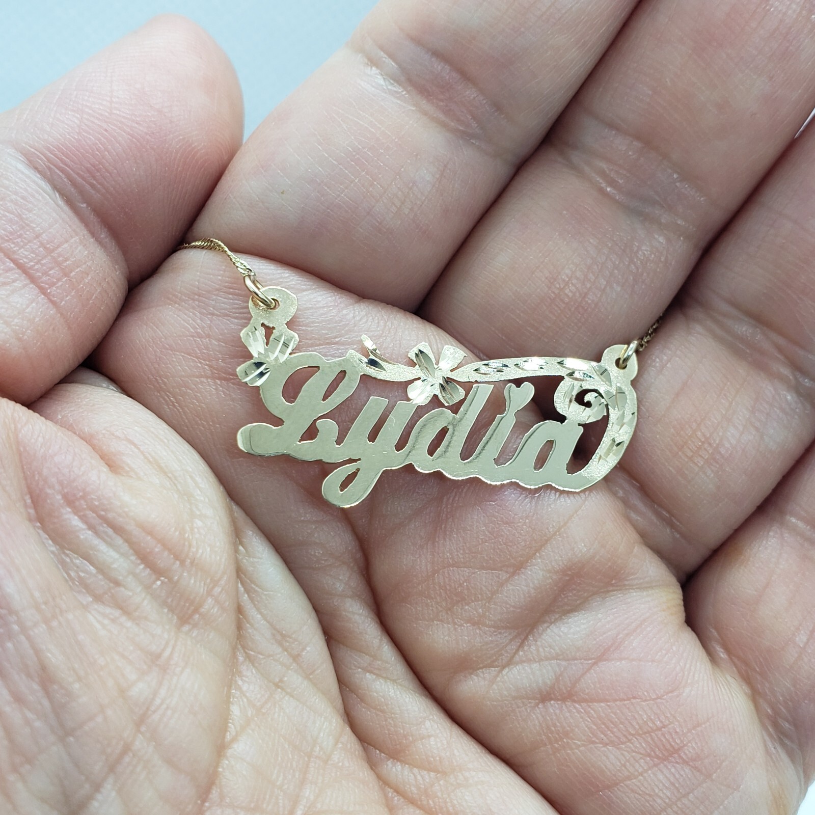 10K Yellow Gold Personalized Handmade Name Pendant with/out Singapore Chain