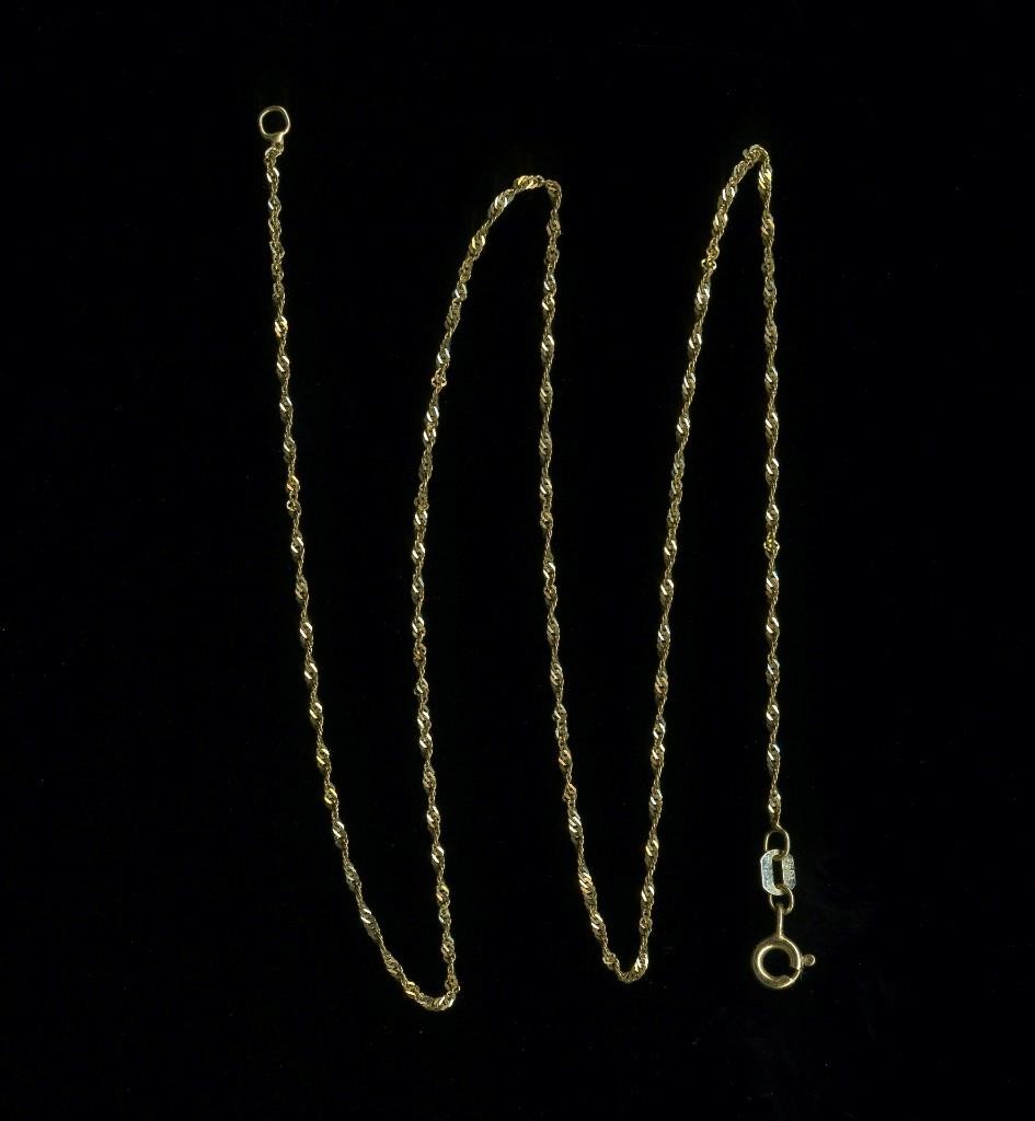 10K .93 Gram Fine Solid Yellow Gold 16″ Twisted Cuban Pendant Necklace Chain (NS