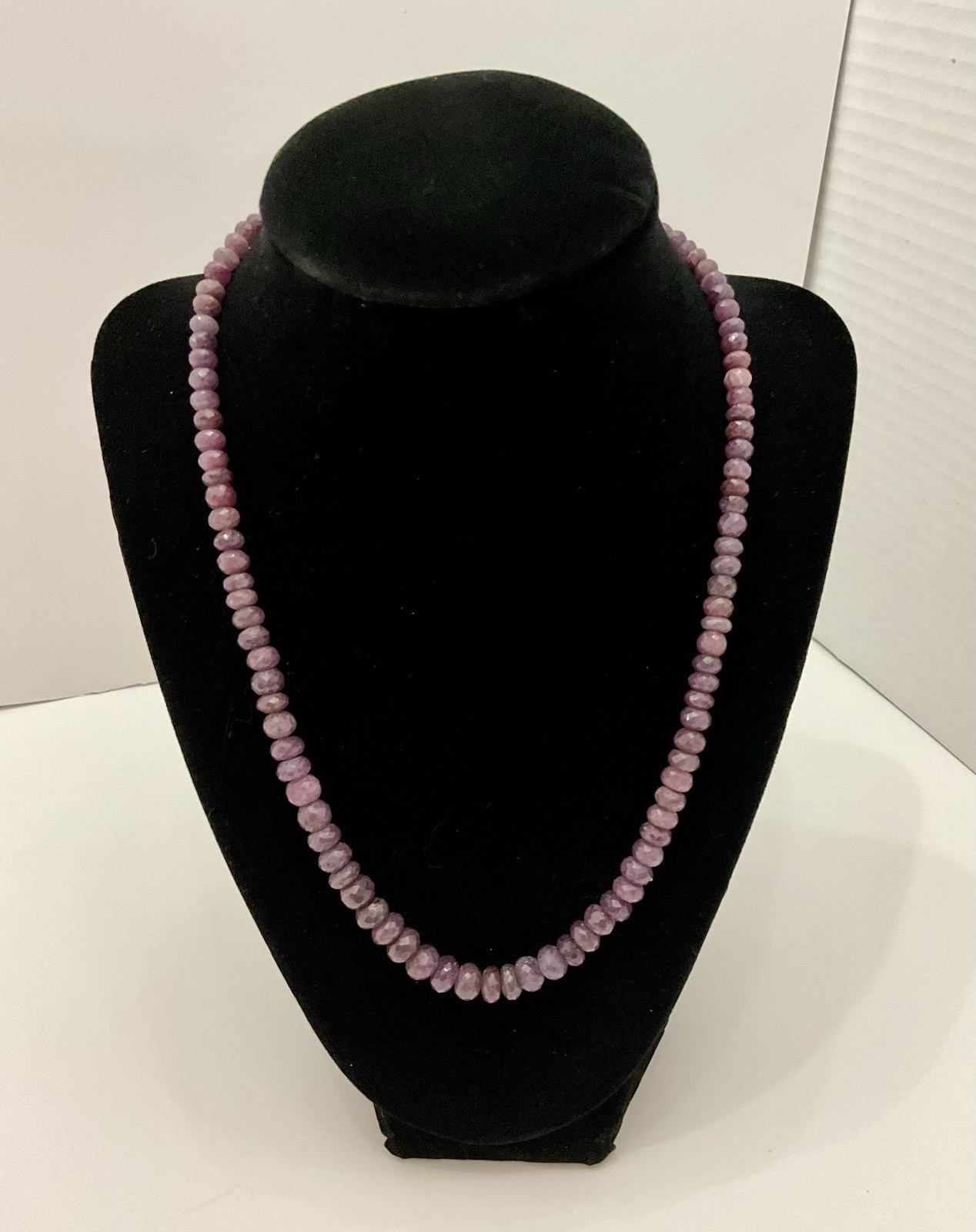 Jay King Mine Pink Sapphire Graduated Bead Sterling Necklace 18” Adjustable