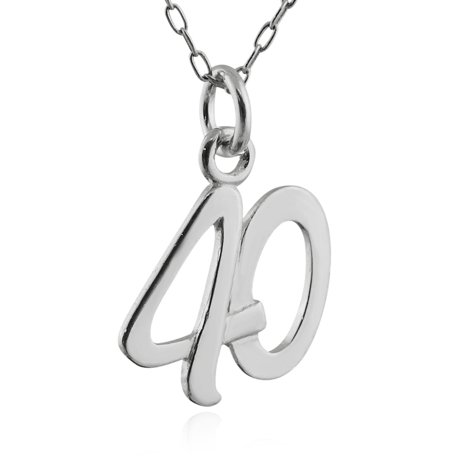 Number 40 Charm Necklace – 925 Sterling Silver – Forty 40th Birthday Anniversary