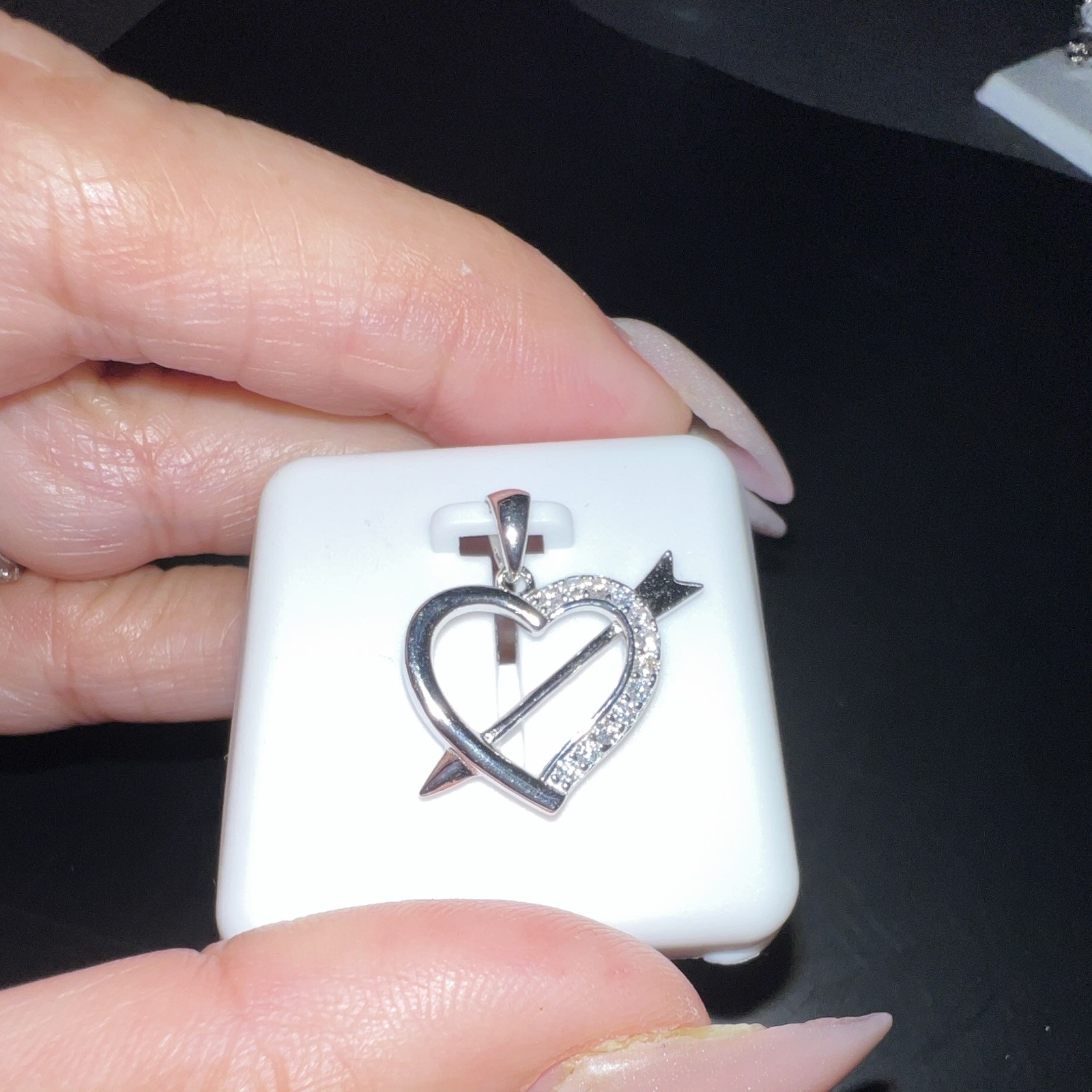 Sterling Silver 925 Moissanite Heart Charm Pendant White/Colorless 1.00 CTW